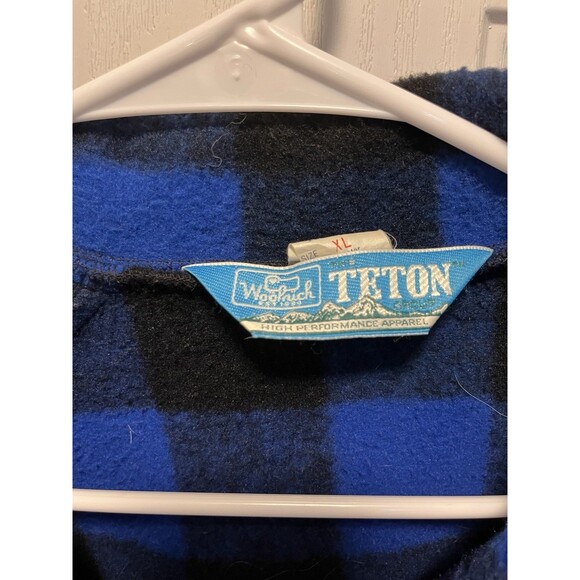 Vintage WOOLRICH Teton Buffalo Plaid Flannel Bomber Jacket 90s Blue Black XLARGE - Picture 8 of 12